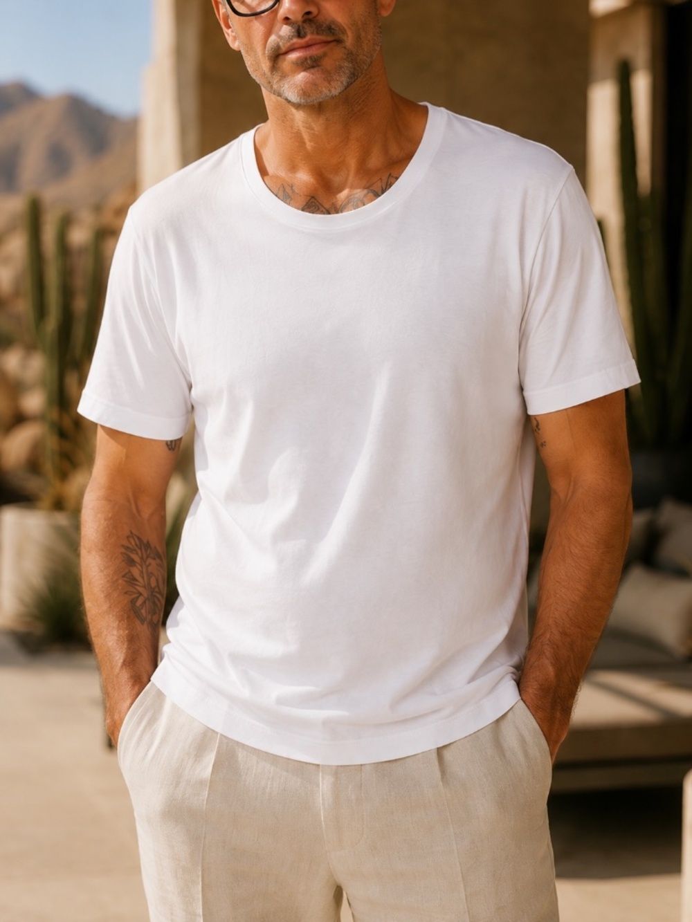 BOSS Hugo Boss Medium White Cotton Crewneck T-Shirt